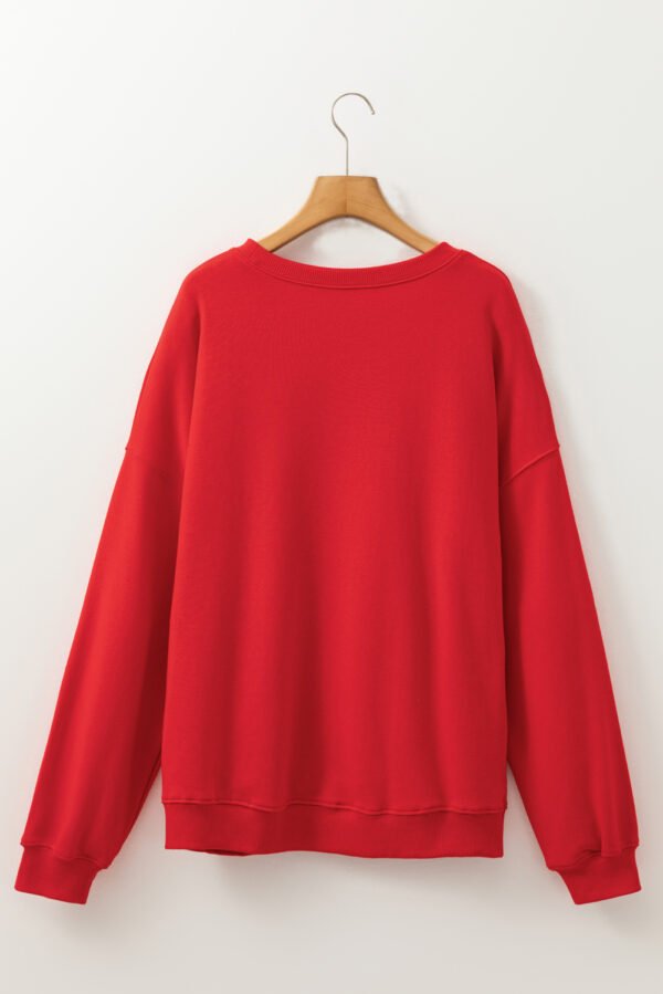 Racing Red Plus Size Sequin Nutcracker Round Neck Sweatshirt