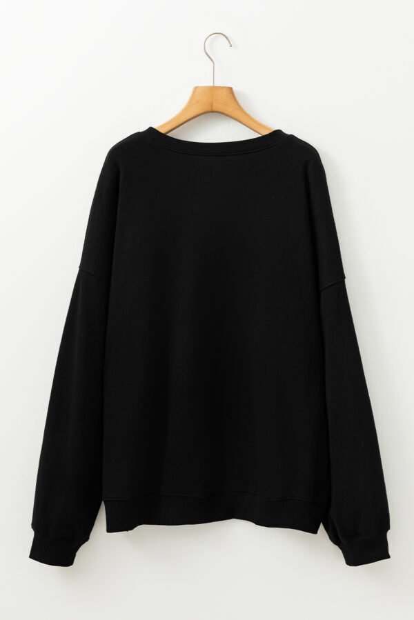 Black Sequin thankful graphic Plus Size Drop Shoulder Sweatshirt