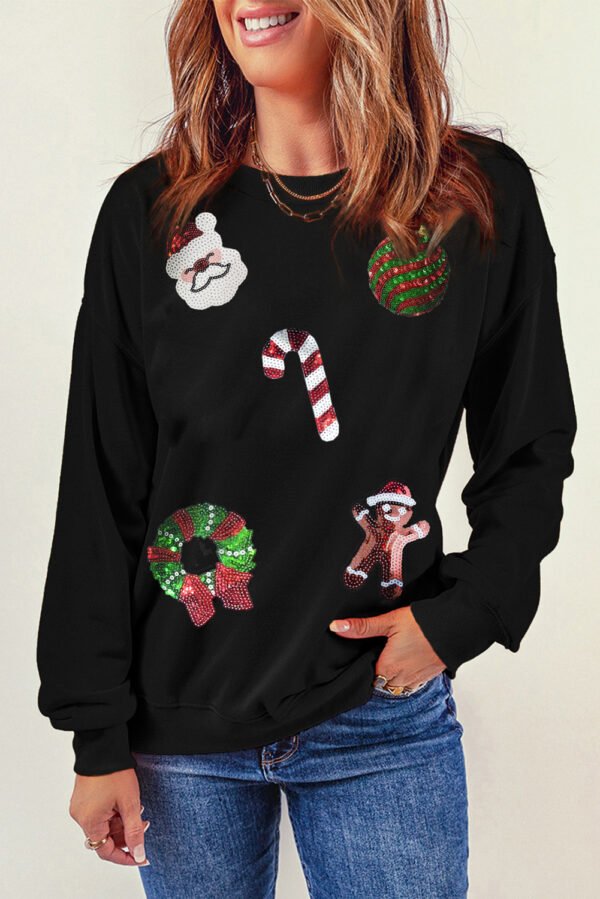 Black Christmas Favorites Sequin Graphic Sweatshirt