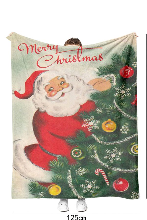 Blackish Green Santa Claus Christmas Slogan Print Soft Blanket 125*150cm