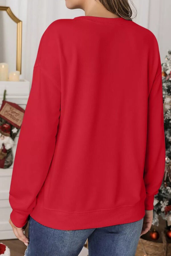 Red Rhinestone MERRY Letter Graphic Christmas Fashion Sweatshirt