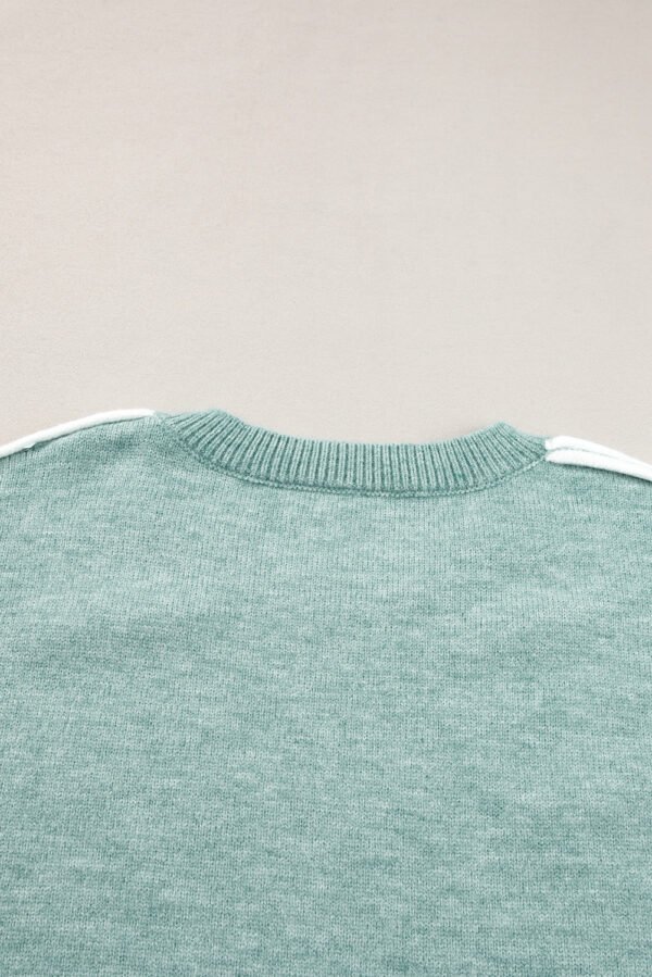 Moonlight Jade Colorblock Contrasting Edge Crewneck Sweater