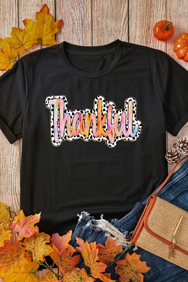 White Thankful Cow Print Crew Neck T Shirt