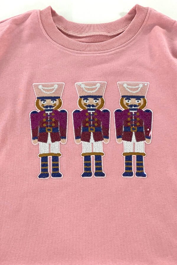 Pink Christmas Nutcracker Graphic Pullover Sweatshirt