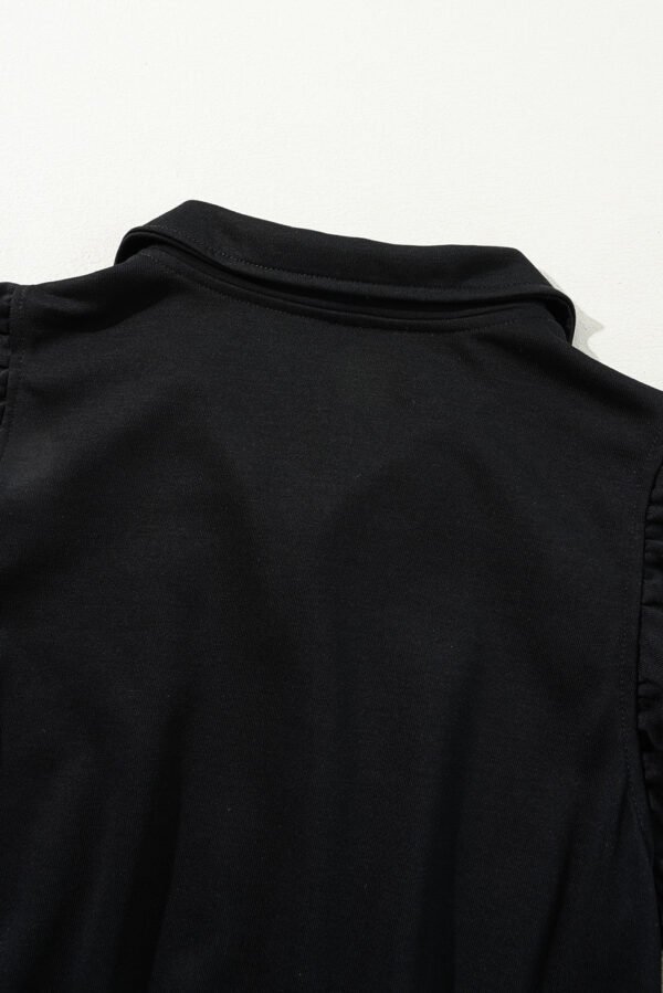 Black Zipper Flutter Sleeve Drawstring High Waist Jumpsuit