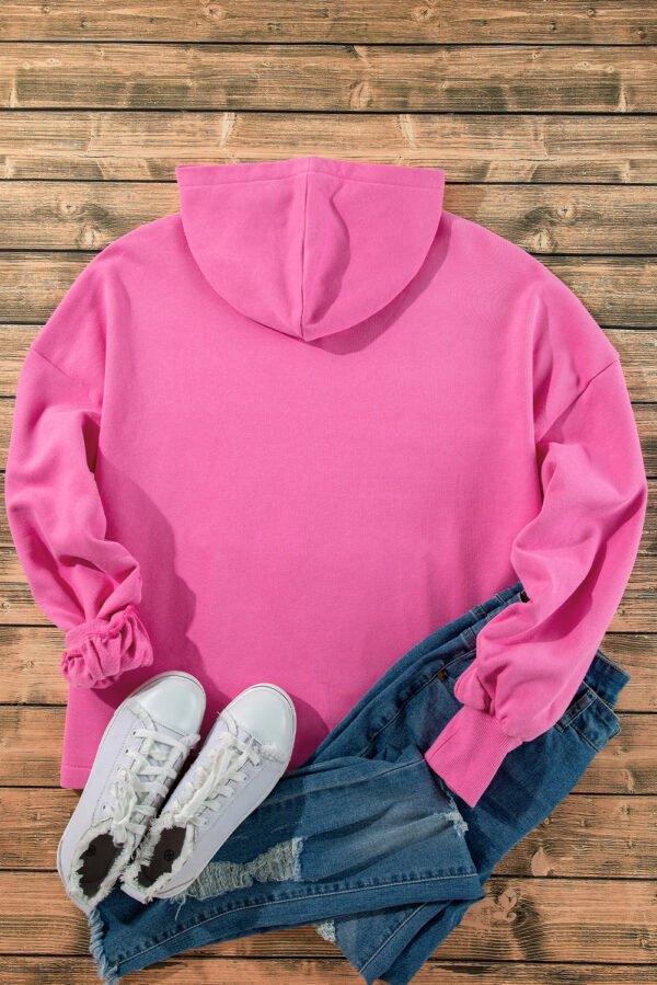 Bonbon Fleece Lined Half Zipper Kangaroo Pockets Loose Hoodie