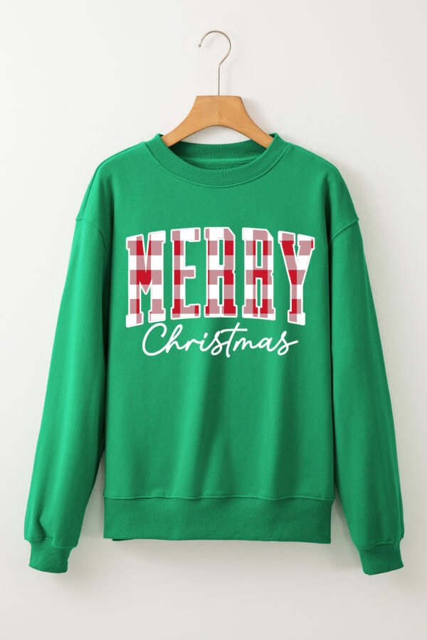 Dark Green Merry Christmas Heat Transfer Graphic Sweatshirt