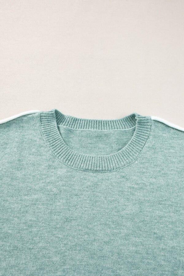 Moonlight Jade Colorblock Contrasting Edge Crewneck Sweater