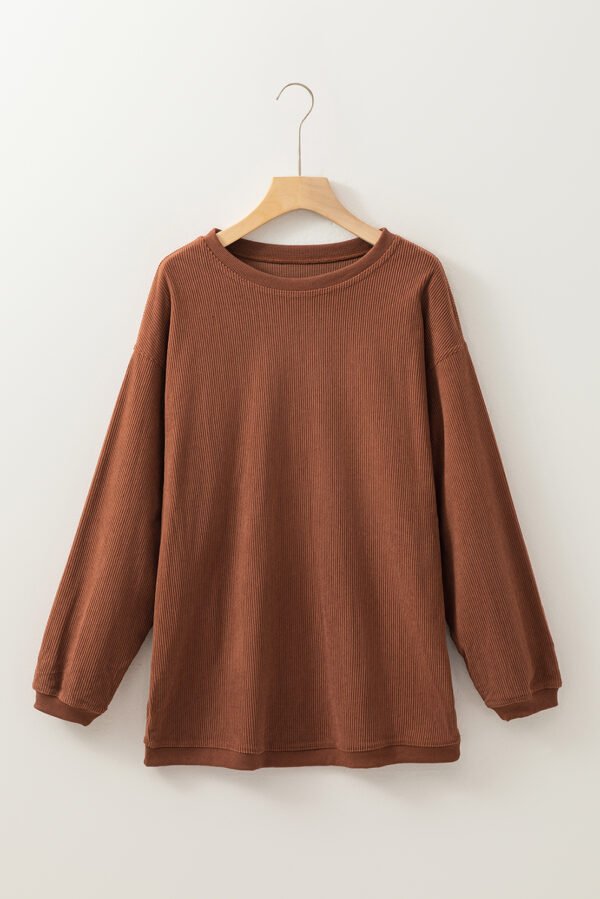 Chestnut Ribbed Corduroy Oversized Sweatshirt