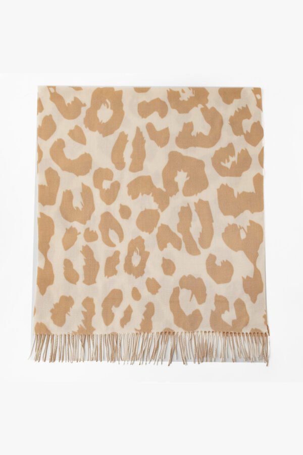 Parchment Cow Print Fringed Winter Large Scarf