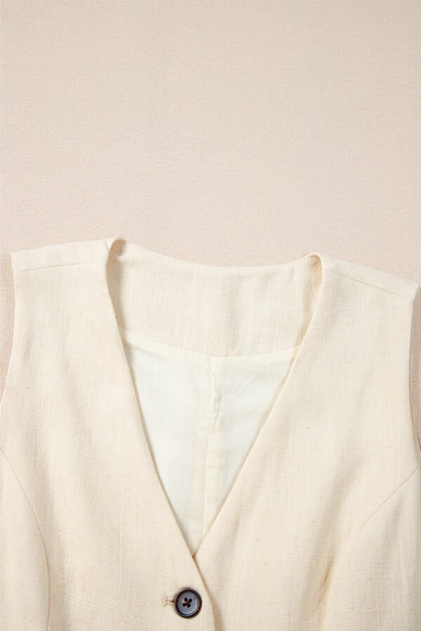 White Slim Fit Buttoned V Neck Vest