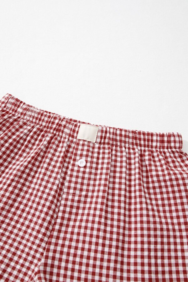 Red Plaid Gingham Printed High Waist Shorts