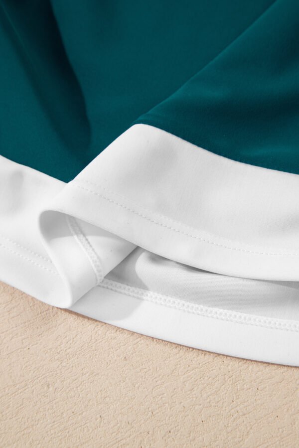 Sea Green Drawstring Tummy Control Mix-and-match 2pcs Tankini Swimsuit