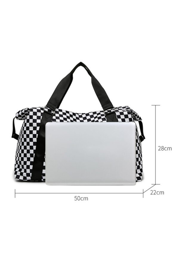 Black Checkered Print Large Capacity Tote Bag