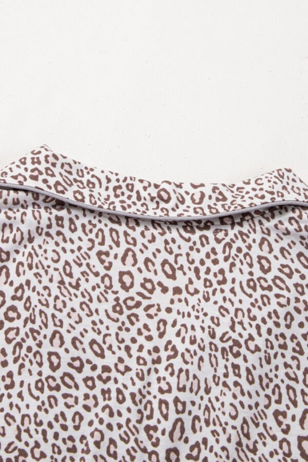 White Leopard Print Long Sleeve and Pants Pajamas Set