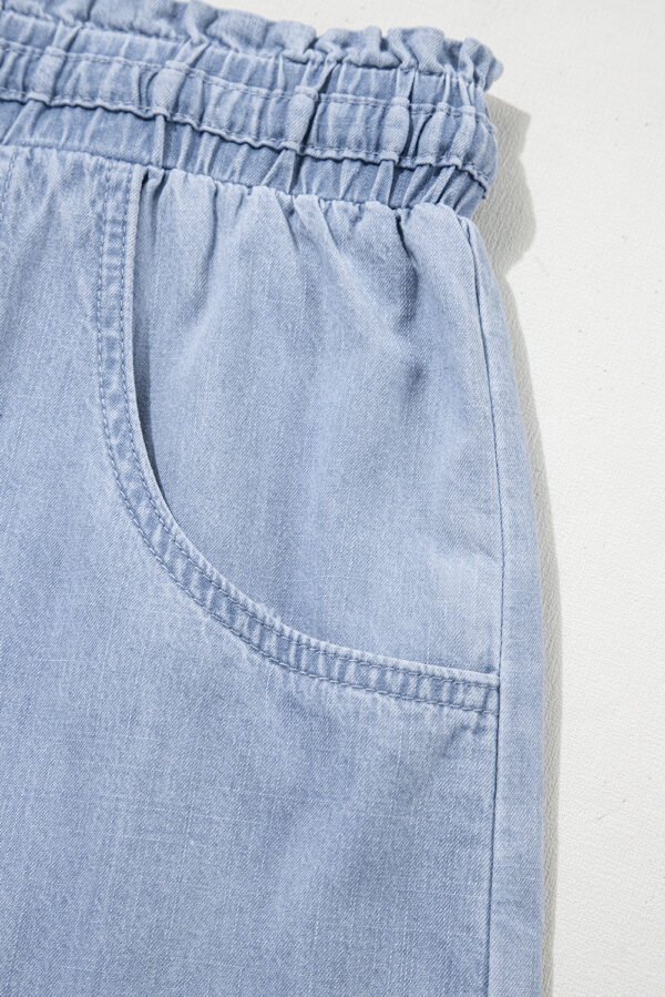 Beau Blue Pocketed Drawstring High Waist Plus Size Denim Shorts