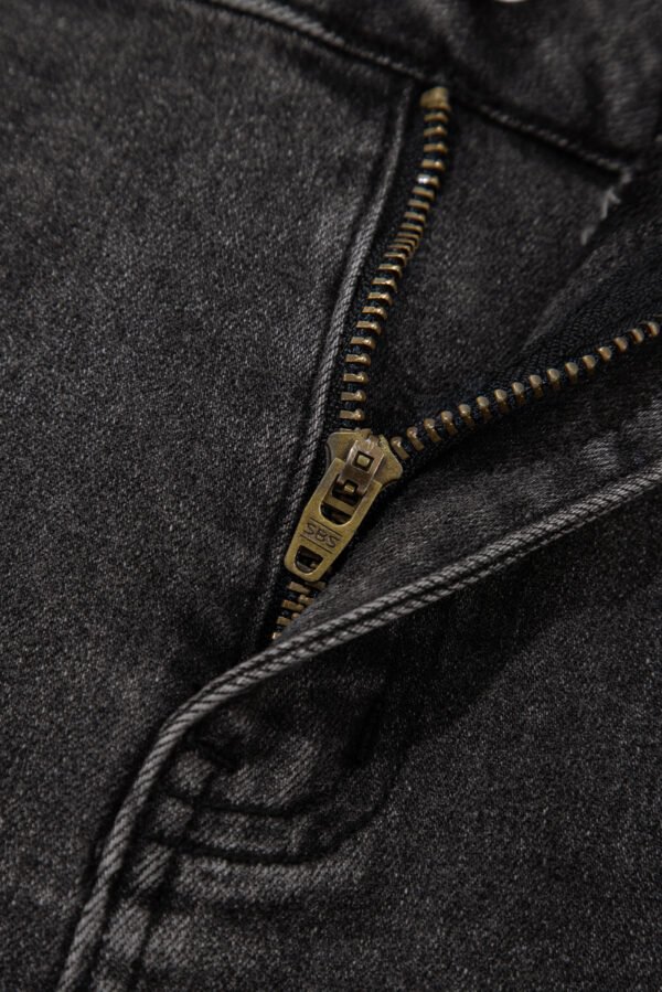 Carbon Grey Raw Hem High Waist Denim Shorts