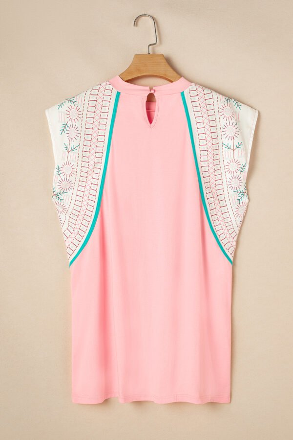 Light Pink Vintage Nashville Printed Patchwork Tank Top