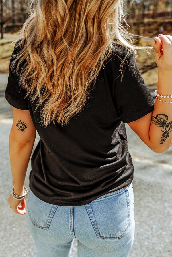 Black Cute Flowers Make Up American Flag Trendy Graphic T Shirt