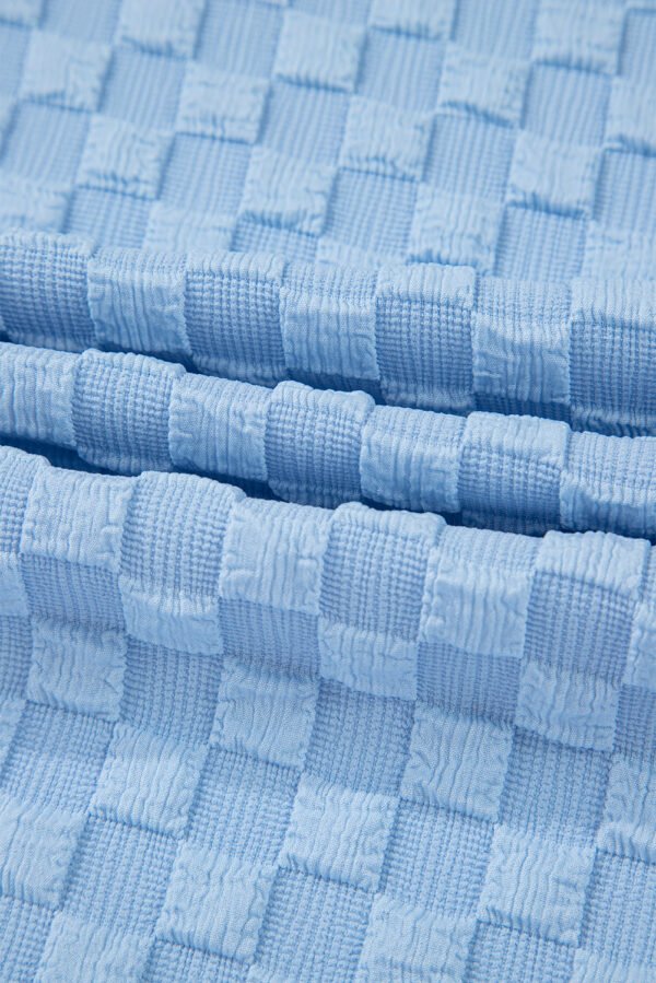 Beau Blue Checkered Pocketed High Waist Wide Leg Overall