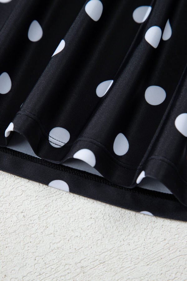 Black Polka Dot Print V Neck Tankini Set