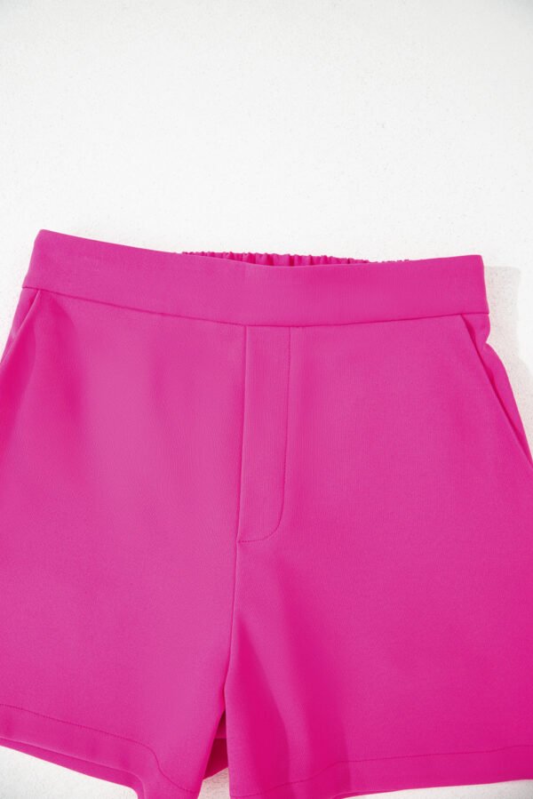 Sachet Pink Half Elastic Waist Casual Pocketed Shorts