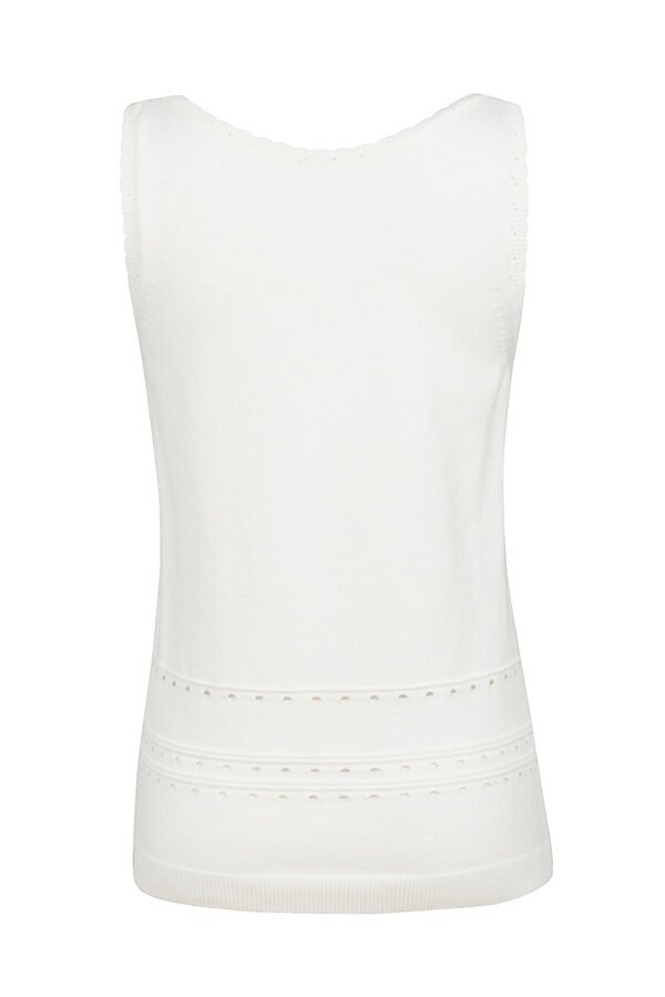 White U Neck Eyelet Accent Sweater Vest