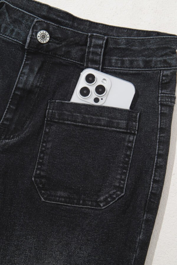 Black Wide Leg Pocketed High Waist Jeans