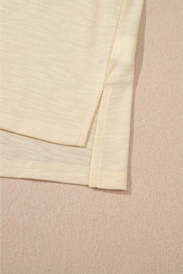 Beige Solid Color Tank Top and Smocked Waist Pants Set