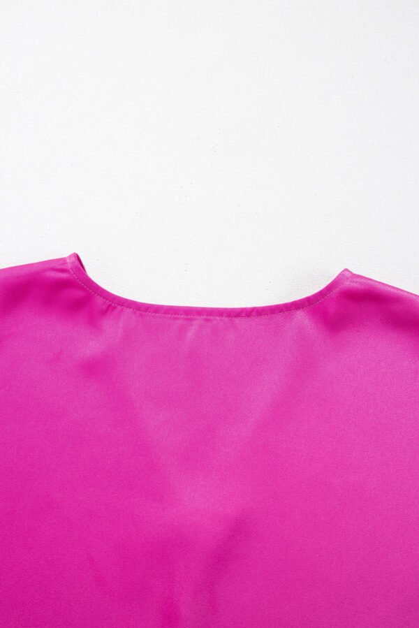 Bright Pink Silky V Neck Dolman Blouse