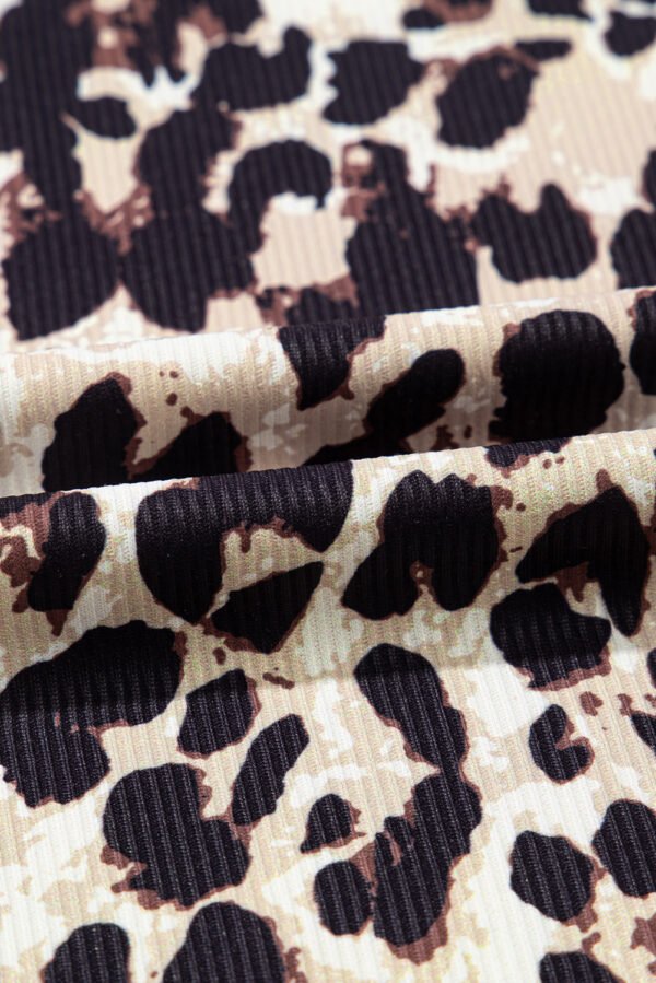 Brown Leopard Print U Neck Sleeveless Bodysuit