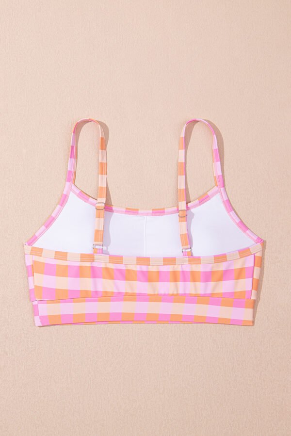 Pink 3pcs Gingham High Waist Bikini & Sarong