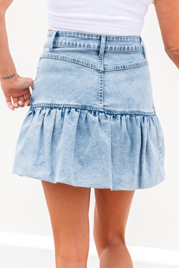Myosotis Bubble Hem Denim Mini Skirt