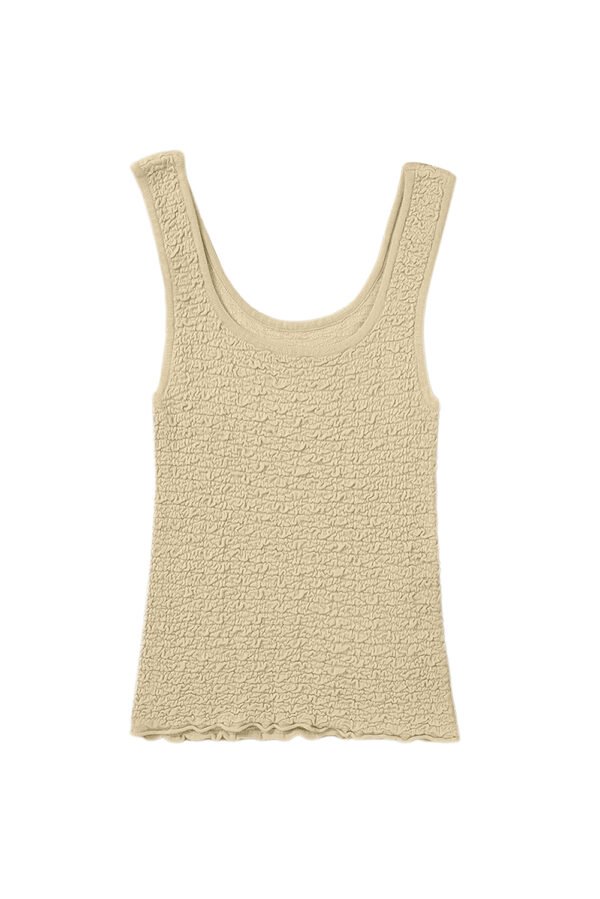 Apricot Textured U Neck Slim Fit Sweater Vest