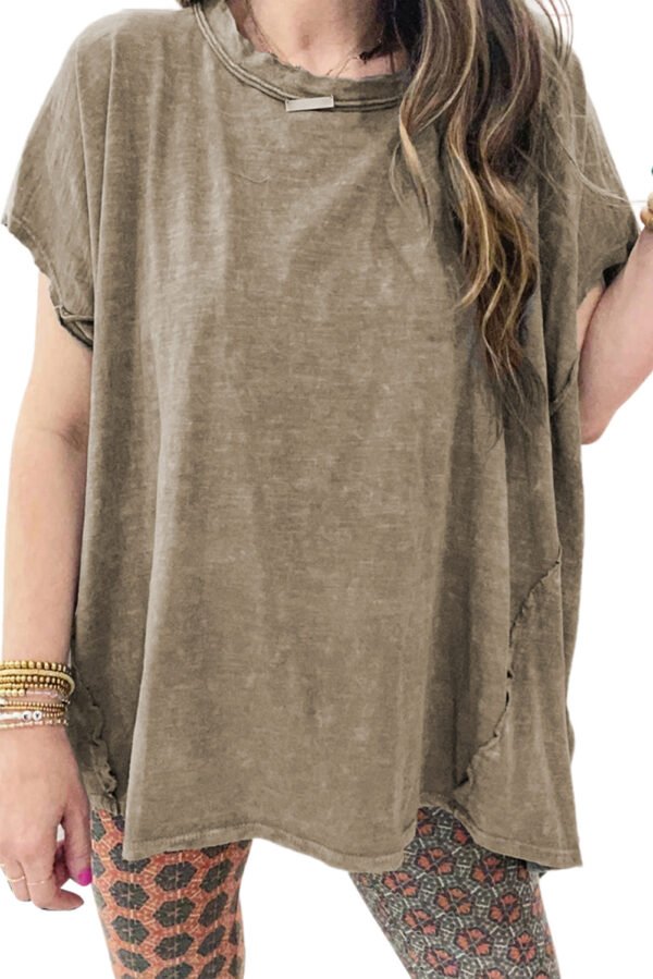 Sage Green Vintage Washed Short Dolman Sleeve Oversized T Shirt