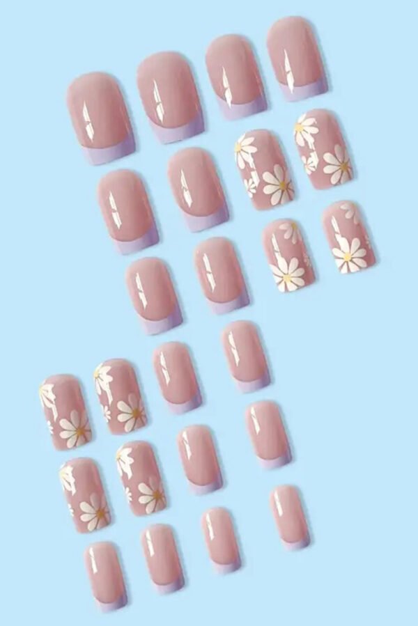 Phalaenopsis 24pcs Flower French Tip Square Nail Stickers