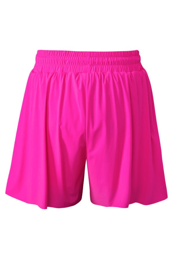 Rose Red Drawstring Elastic Waist Lined Ruffle Shorts Bikini Bottom