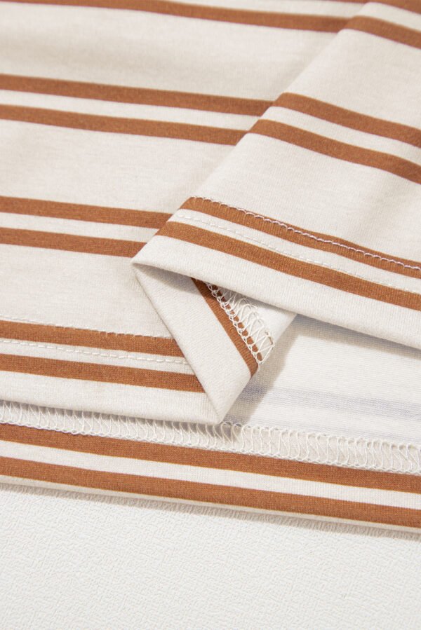 Khaki Stripe Round Neck Sleeveless Casual Pocketed Mini Dress
