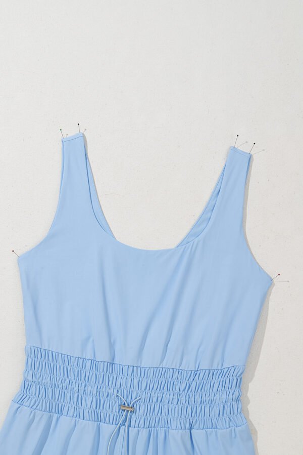 Myosotis Plain Sleeveless Loop Drawstring Cinched Waist Romper