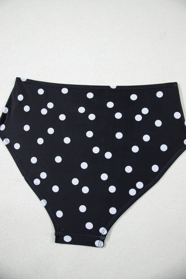 Black Polka Dot Print V Neck Tankini Set