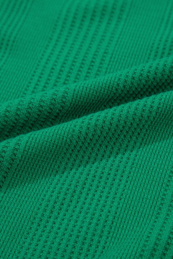 Green Solid Color Ribbed Ruffle Tank Top and Pants Set