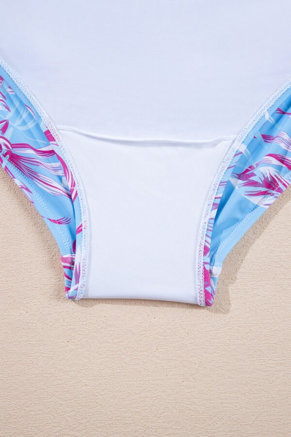 Sky Blue Plus Size Floral Print Twisted High Waist Bikini Set
