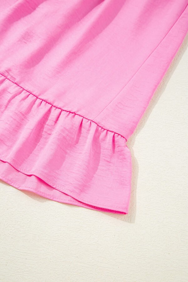 Pink Smocked Neck Knot Back Frilly Tiered Sleeveless Mini Dress