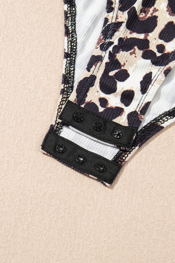 Brown Leopard Print U Neck Sleeveless Bodysuit