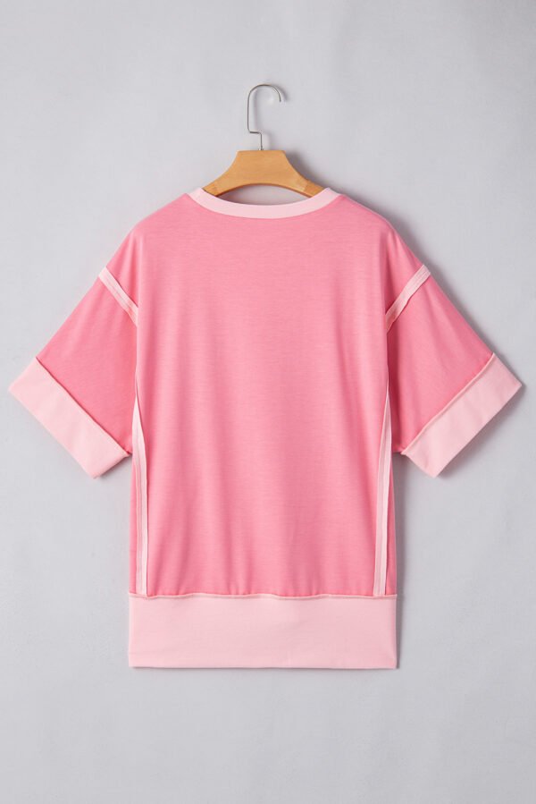 Peach Blossom Contrast Patchwork Detail Chenille Bunny Patched Easter Graphic Tee