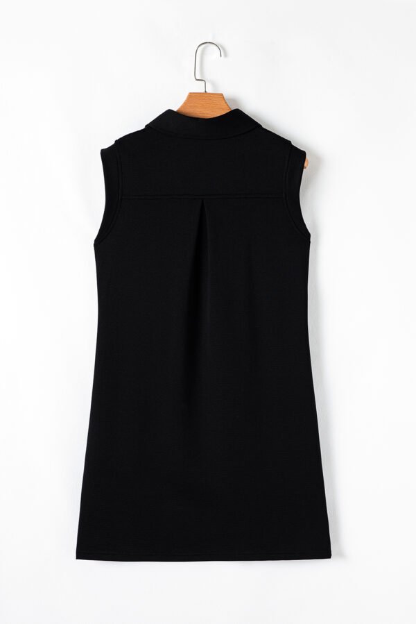 Black Sequin Bunny Doll Graphic Collared Sleeveless Mini Dress