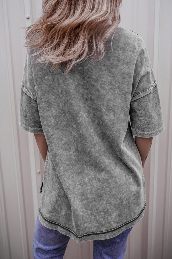Philippine Gray MAMA Daisy Flower Graphic Mineral Wash Drop Shoulder Vintage Tee