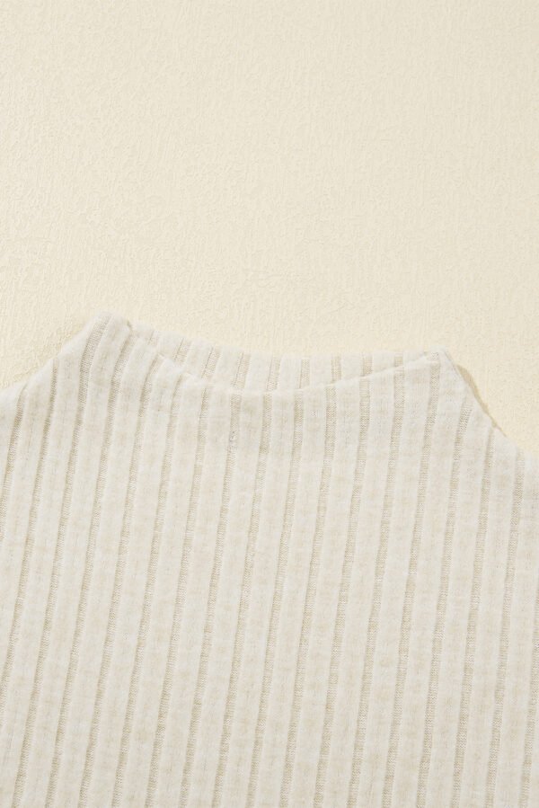 Apricot Ribbed Knit Mock Neck Tank Top