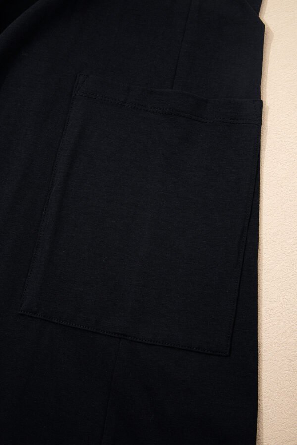 Black Drawstring Wide Leg Cargo Pockets Sleeveless Jumpsuit