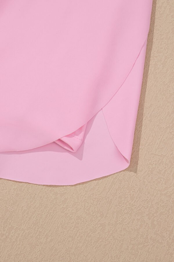 Pink Solid Pocketed Crossover High Waist Swim Skort